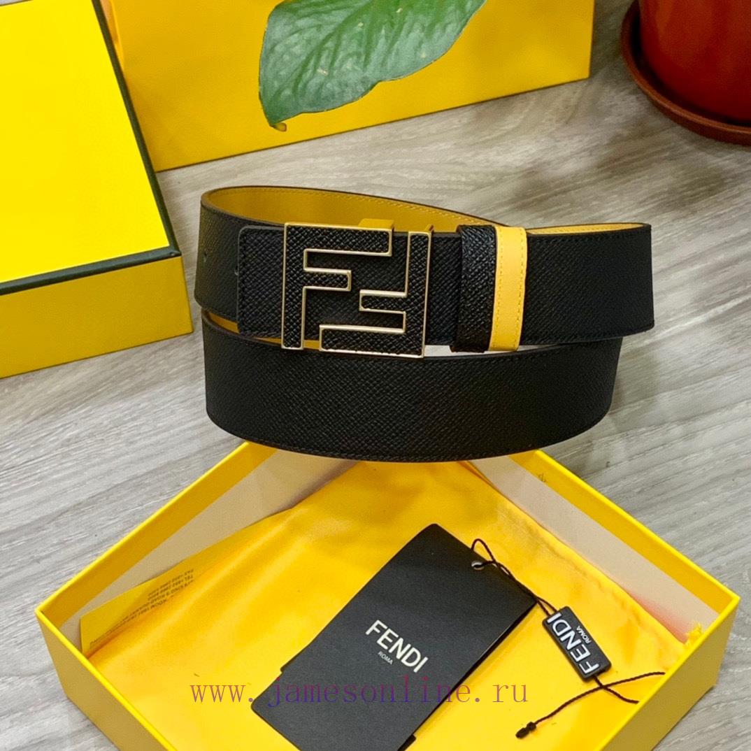 ️FENDL 40MM wide double-sided original calf leather with a single ruthenium palladium plated l9u83h9k - Image 6