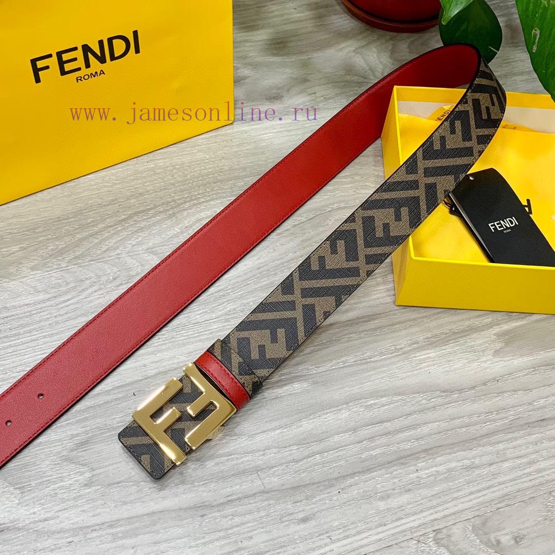 FENDI style, width 4.0CM, double ring front and back waist belt with FF nail buckle, big red 19q6l9wg - Image 3