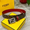 FENDI style, width 4.0CM, double ring front and back waist belt with FF nail buckle, big red r89zkrq5