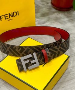 FENDI style, width 4.0CM, double ring front and back waist belt with FF nail buckle, big red r89zkrq5