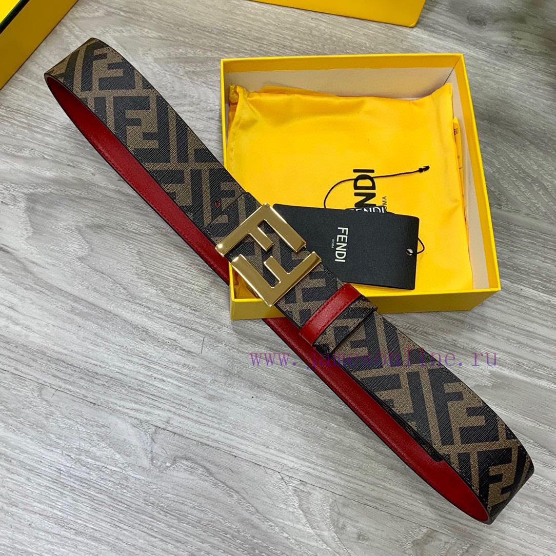 FENDI style, width 4.0CM, double ring front and back waist belt with FF nail buckle, big red 19q6l9wg - Image 7