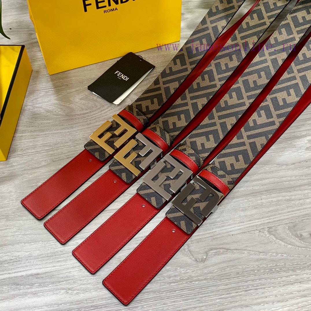 FENDI style, width 4.0CM, double ring front and back waist belt with FF nail buckle, big red 19q6l9wg - Image 10