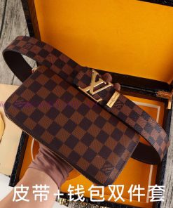 LV. Yilu Weideng Double Piece SetWooden box, belt+wallet, two-piece setGrade: Italian import ffij3v93