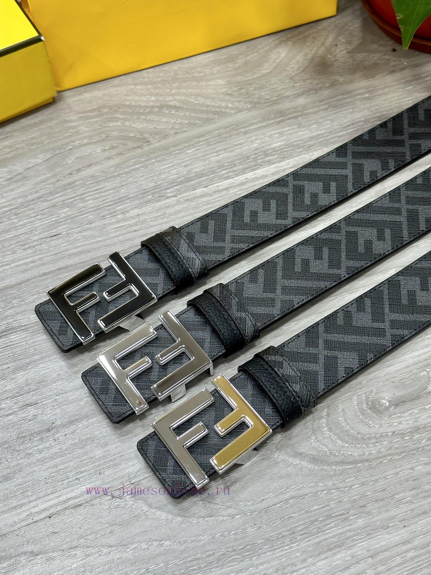FENDI FendiFull set of the same width 4.0CM double ring front and back waist belt FF nail bu bsbbjzpd