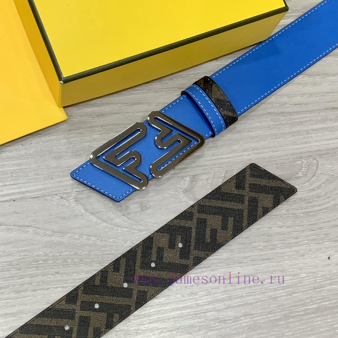 FENDI style with width of 4.0CM, double ring front and back waist belt, FF nail buckle, dual aom5bqpa - Image 4