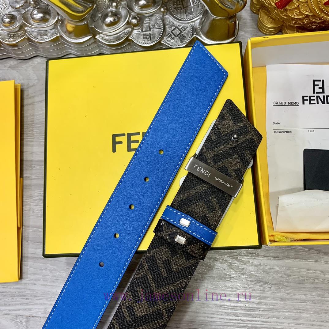 FENDI style with width of 4.0CM, double ring front and back waist belt, FF nail buckle, dual aom5bqpa - Image 9