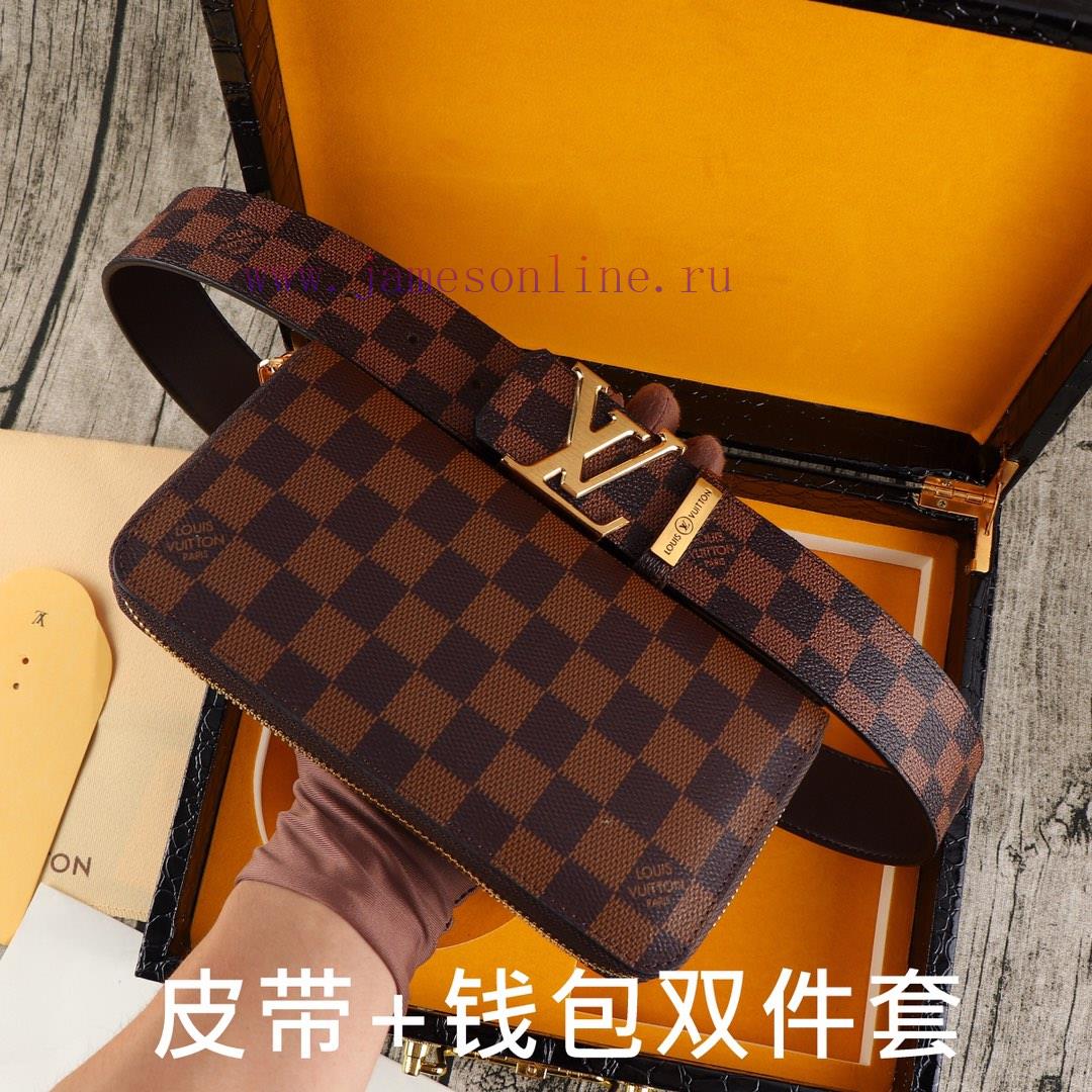 LV. Yiluweideng two-piece setWooden box, belt+wallet, two-piece setGrade: Italian imported 1 ksmy0pgz