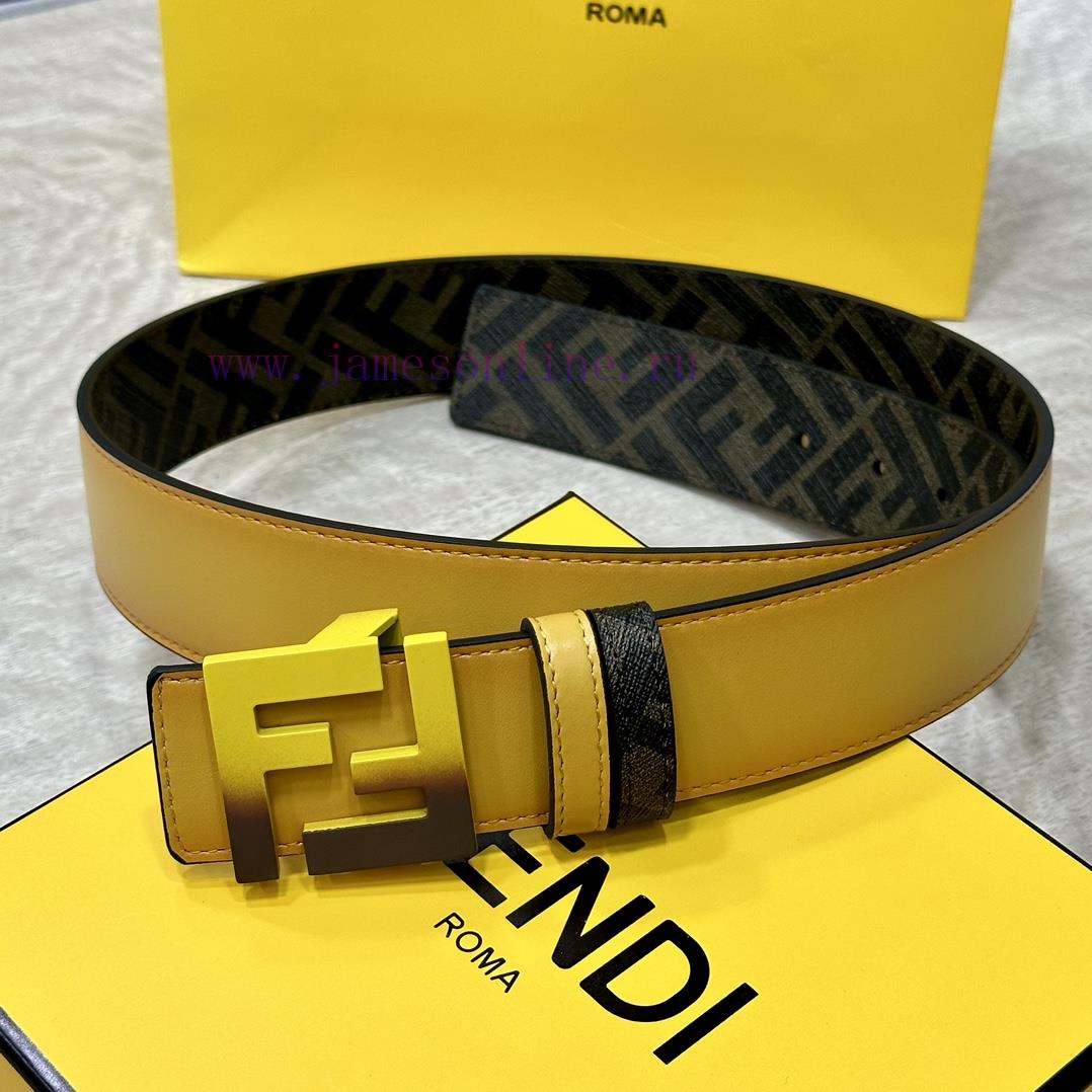FENDI FendiFull set of the same width 4.0CM double ring front and back waist belt FF nail bu jyy7k6an
