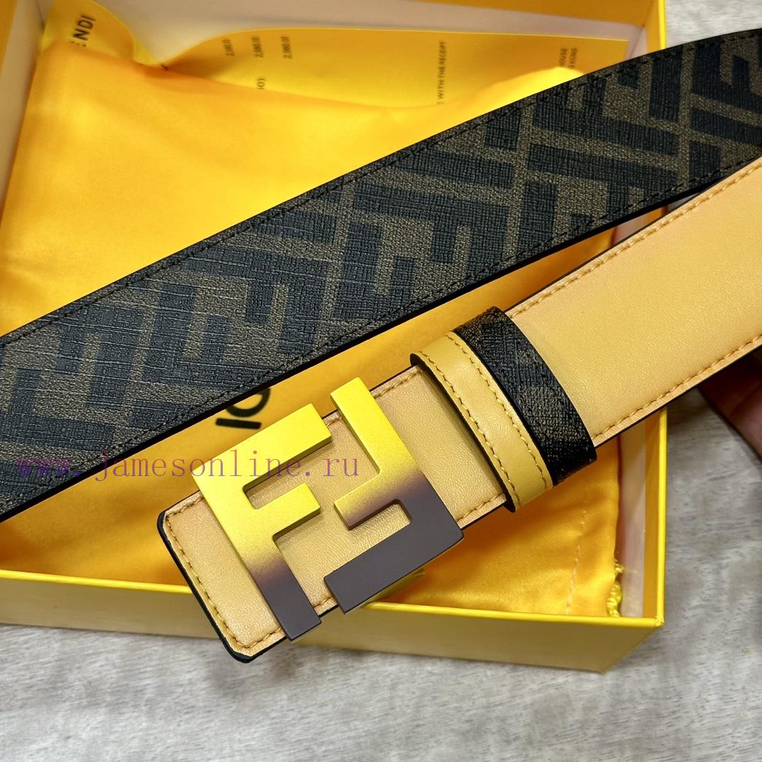 FENDI FendiFull set of the same width 4.0CM double ring front and back waist belt FF nail bu jyy7k6an - Image 3