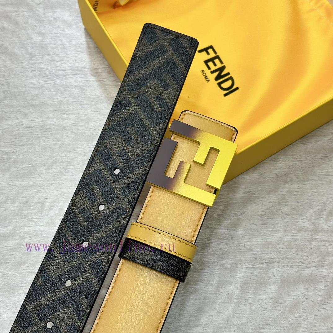 FENDI FendiFull set of the same width 4.0CM double ring front and back waist belt FF nail bu jyy7k6an - Image 8