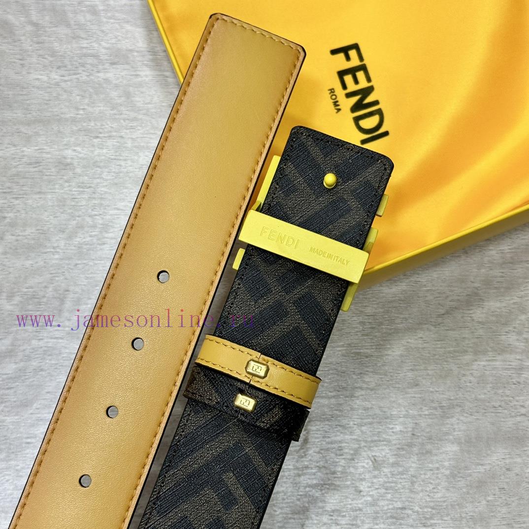 FENDI FendiFull set of the same width 4.0CM double ring front and back waist belt FF nail bu jyy7k6an - Image 9