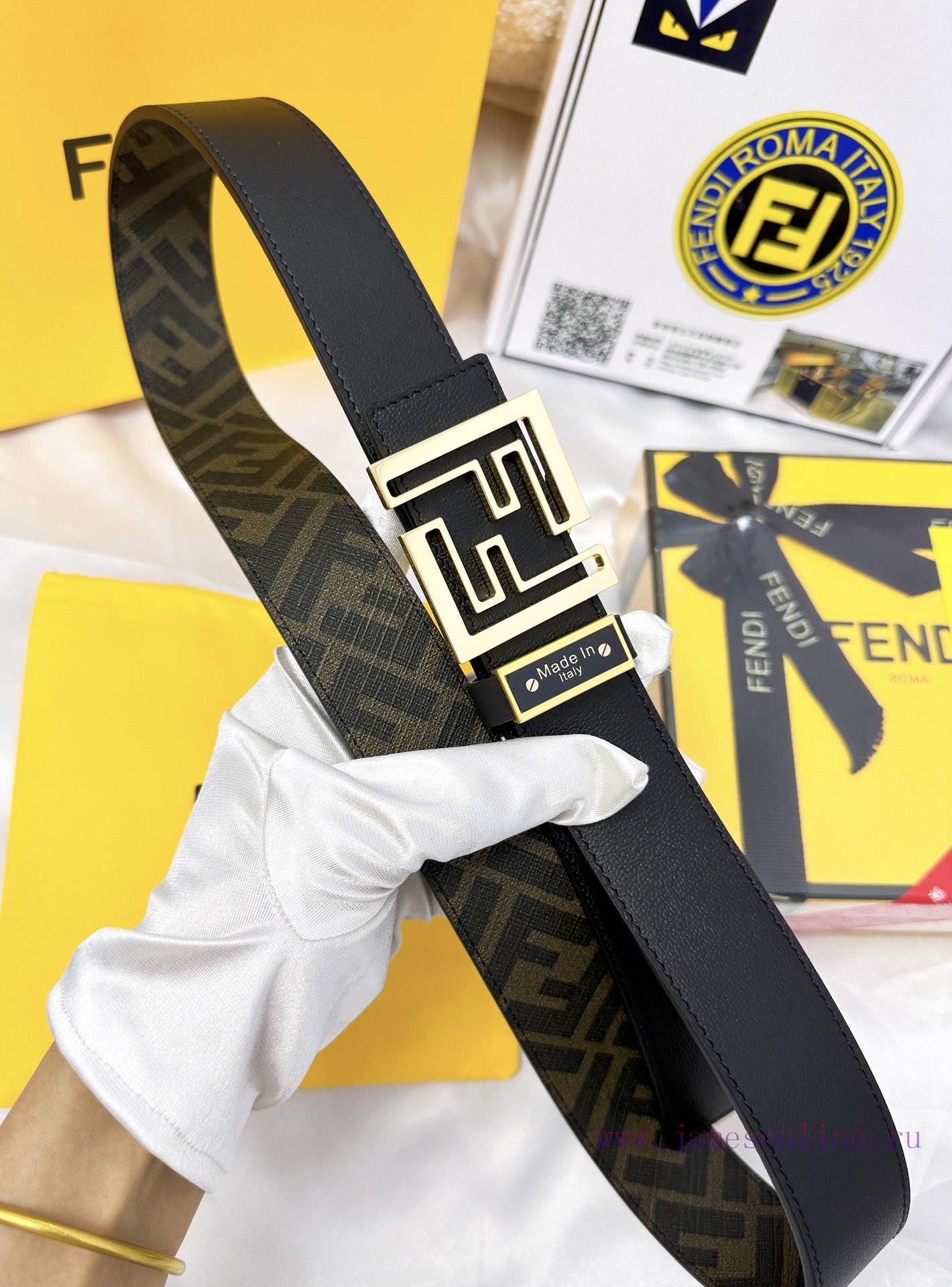 Belt FENDI Fendi ReproductionThe waistband is made of 100% cowhide, ensuring a double-layer 8h6h5ccs - Image 7