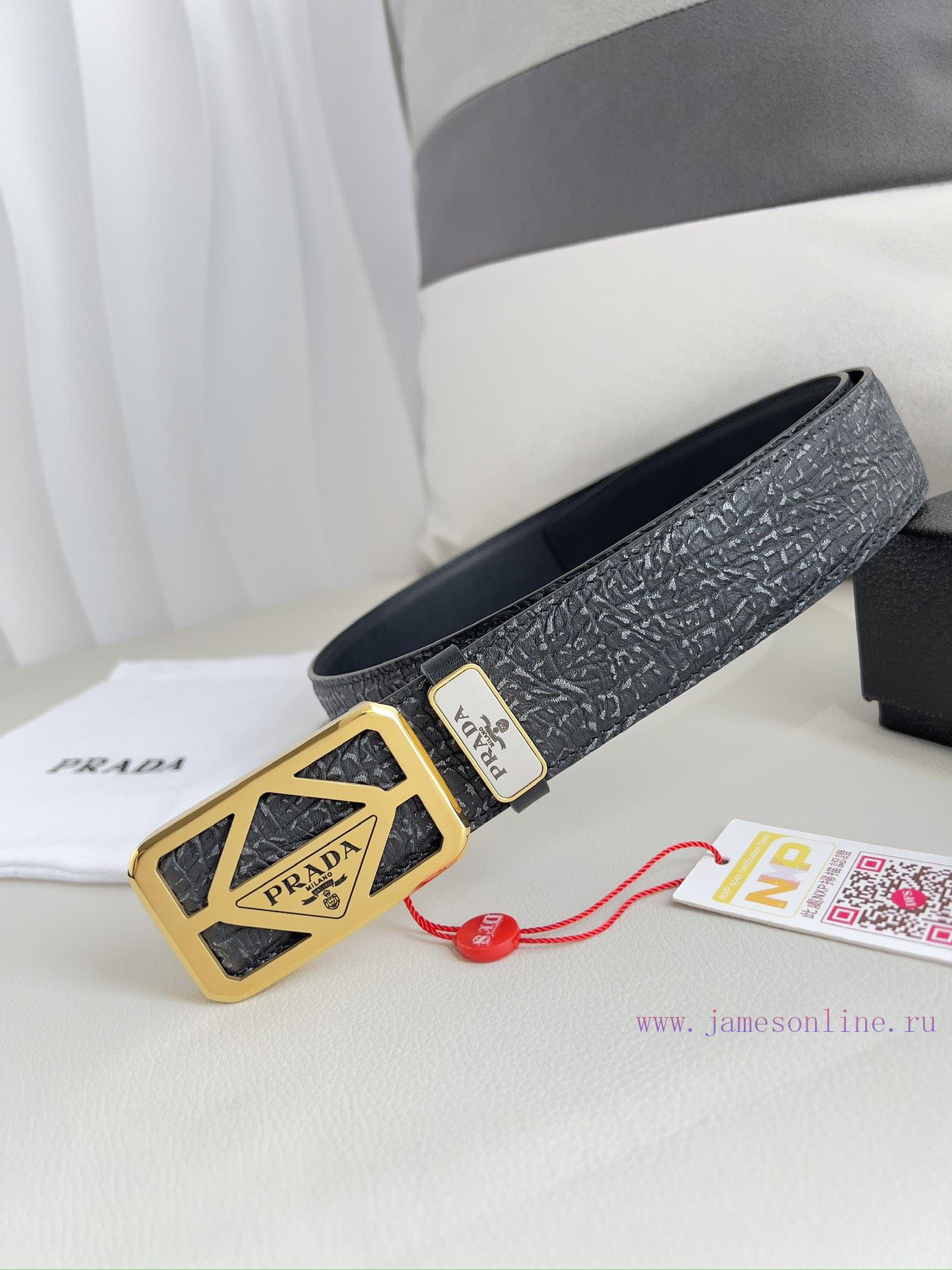 Prada PRADA ️ Belt and beltBuckle, classic pure steel material buckle, top layer cowhide, ph 0yp8yuzj - Image 2