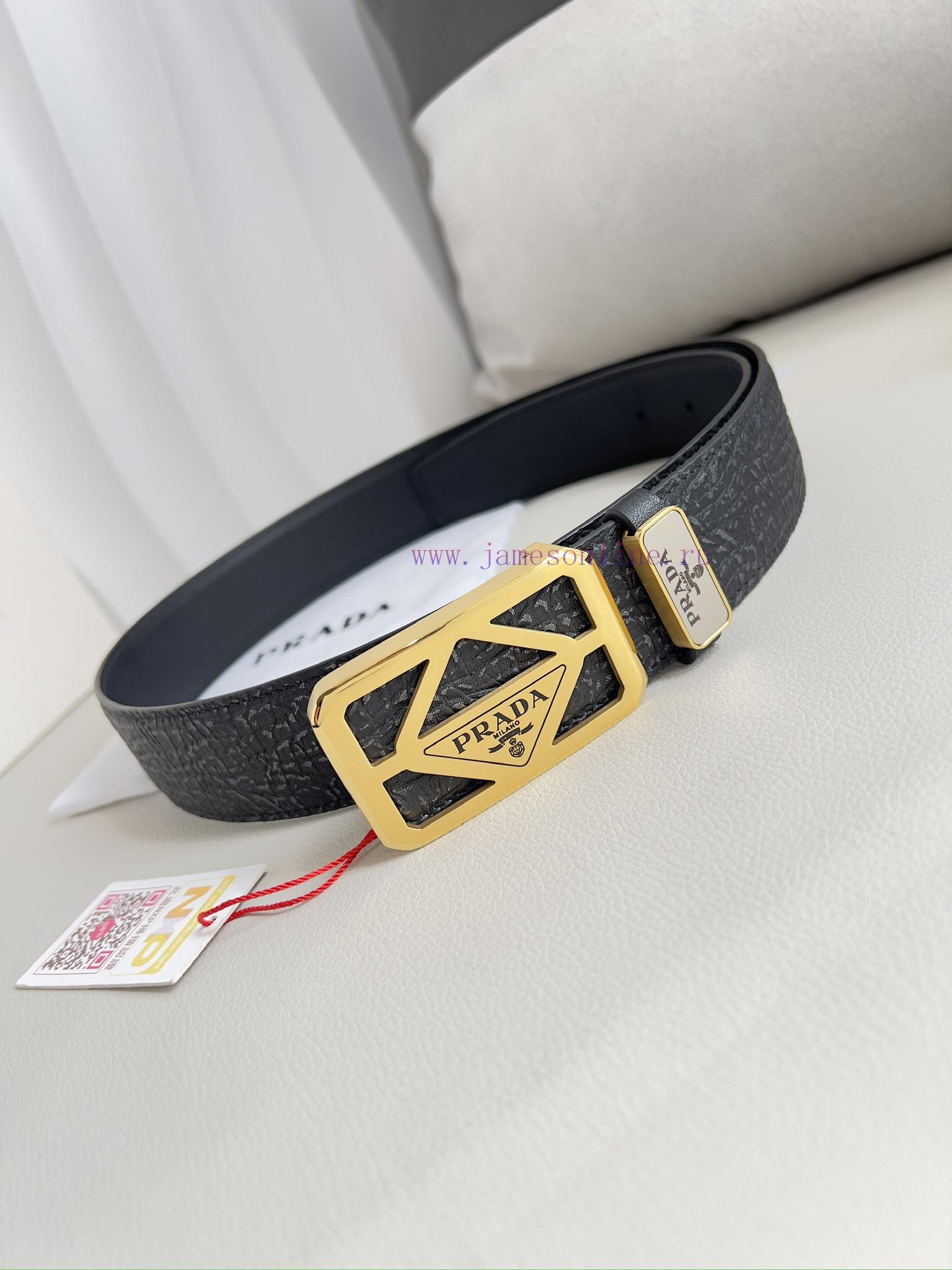 Prada PRADA ️ Belt and beltBuckle, classic pure steel material buckle, top layer cowhide, ph 0yp8yuzj - Image 3