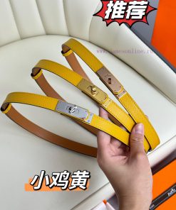 Hermes Women's BeltFull set of 1.8mm women's Kelly original imported leather K gold/platinum kk6uiqa4