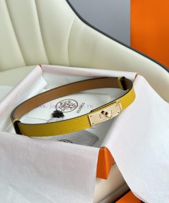 Hermes Women's BeltFull set of 1.8mm women's Kelly original imported leather K gold/platinum bygik8gm