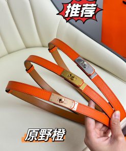 Hermes Women's BeltFull set of 1.8mm women's Kelly original imported leather K gold/platinum m2ftggl7