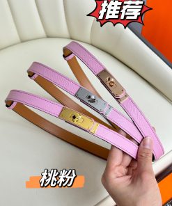 Hermes Women's BeltFull set of 1.8mm women's Kelly original imported leather K gold/platinum meoof493