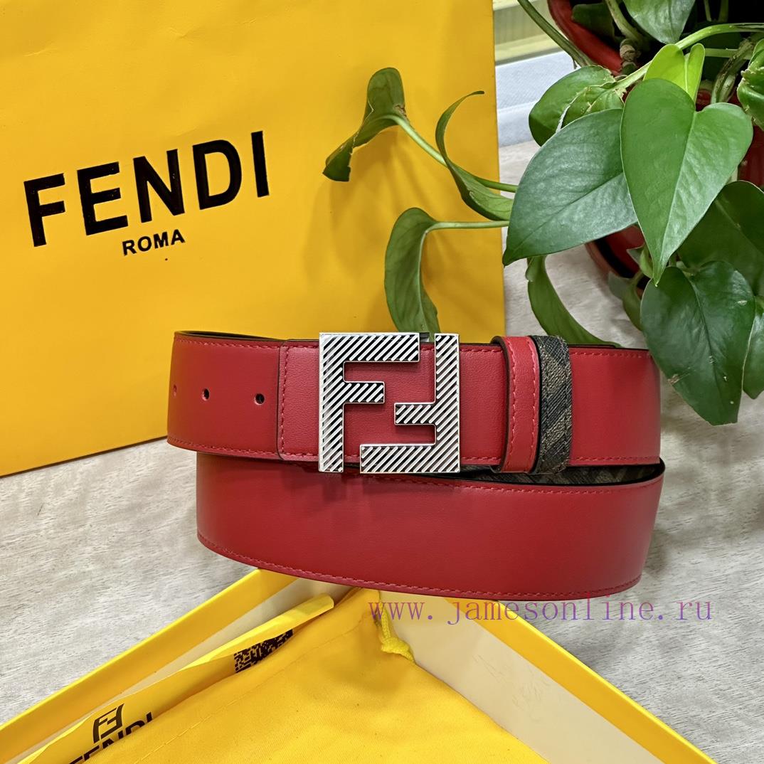 FENDI style, width 4.0CM, double ring front and back waist belt with F button buckle, big re u0vkbj19 - Image 6