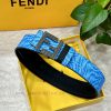 FENDL original custom sky blue FF Vertigo pattern leather with FF nail steel buckle, 40MM wi qskes6u6