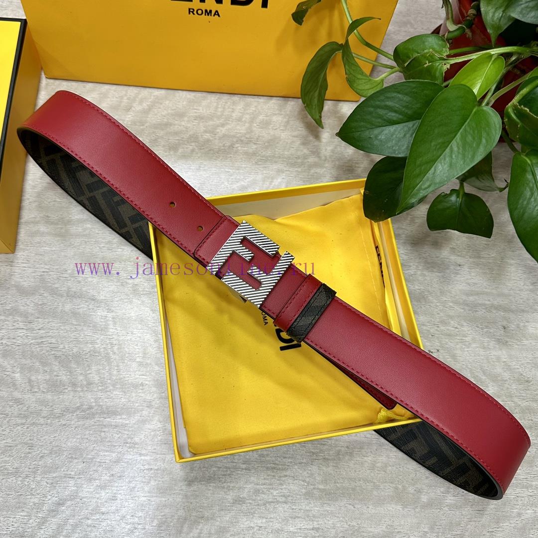 FENDI style, width 4.0CM, double ring front and back waist belt with F button buckle, big re u0vkbj19 - Image 7