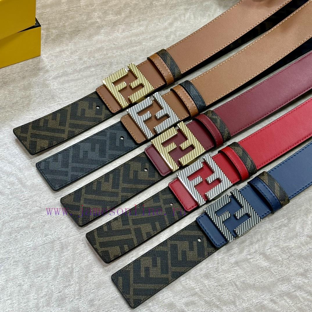 FENDI style, width 4.0CM, double ring front and back waist belt with F button buckle, blue c k620sb3h - Image 10