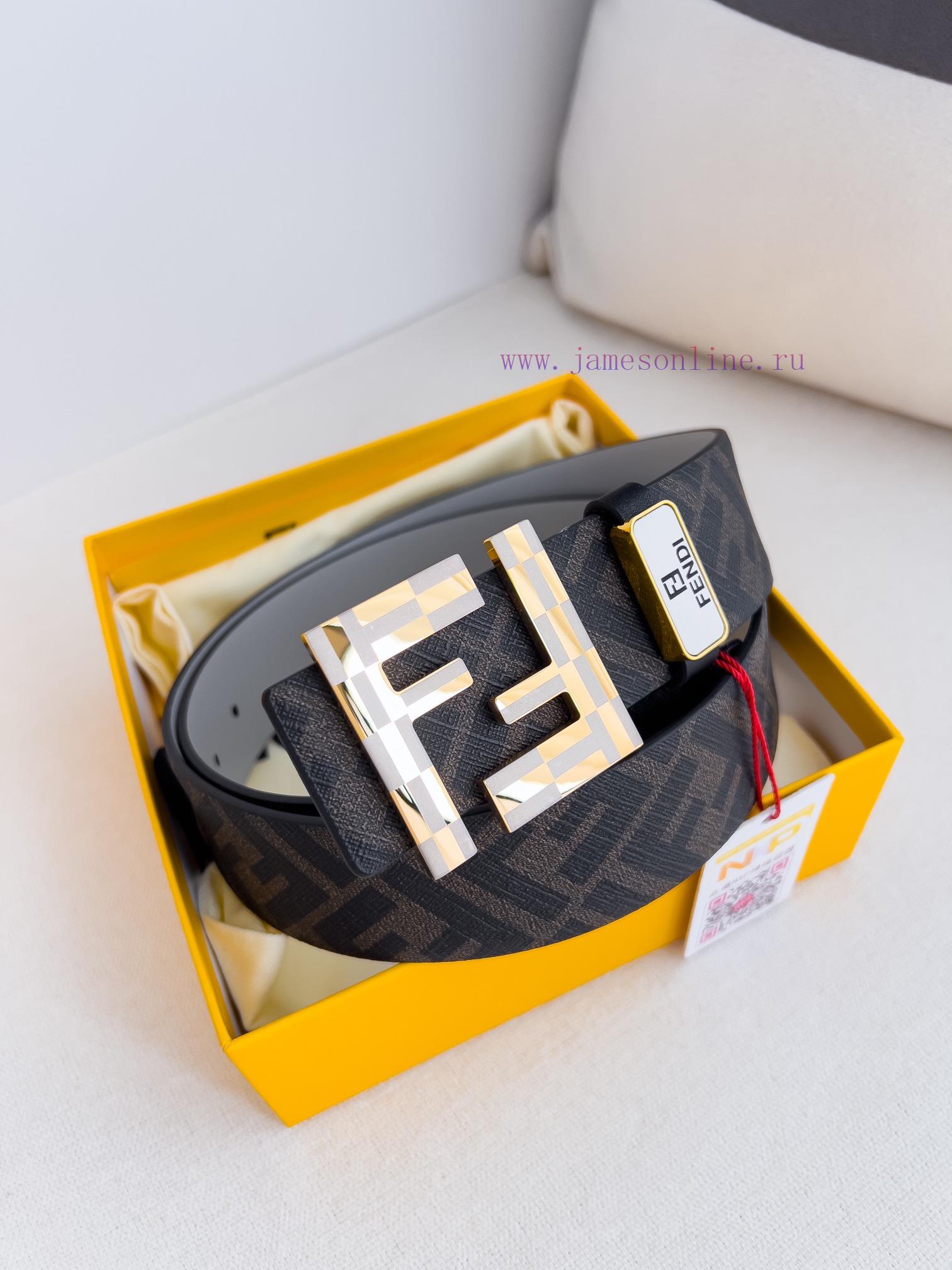 Fendi FENDI ️ Belt and beltBuckle, original classic pure copper boutique letter buckle, phot abq6emzg - Image 2