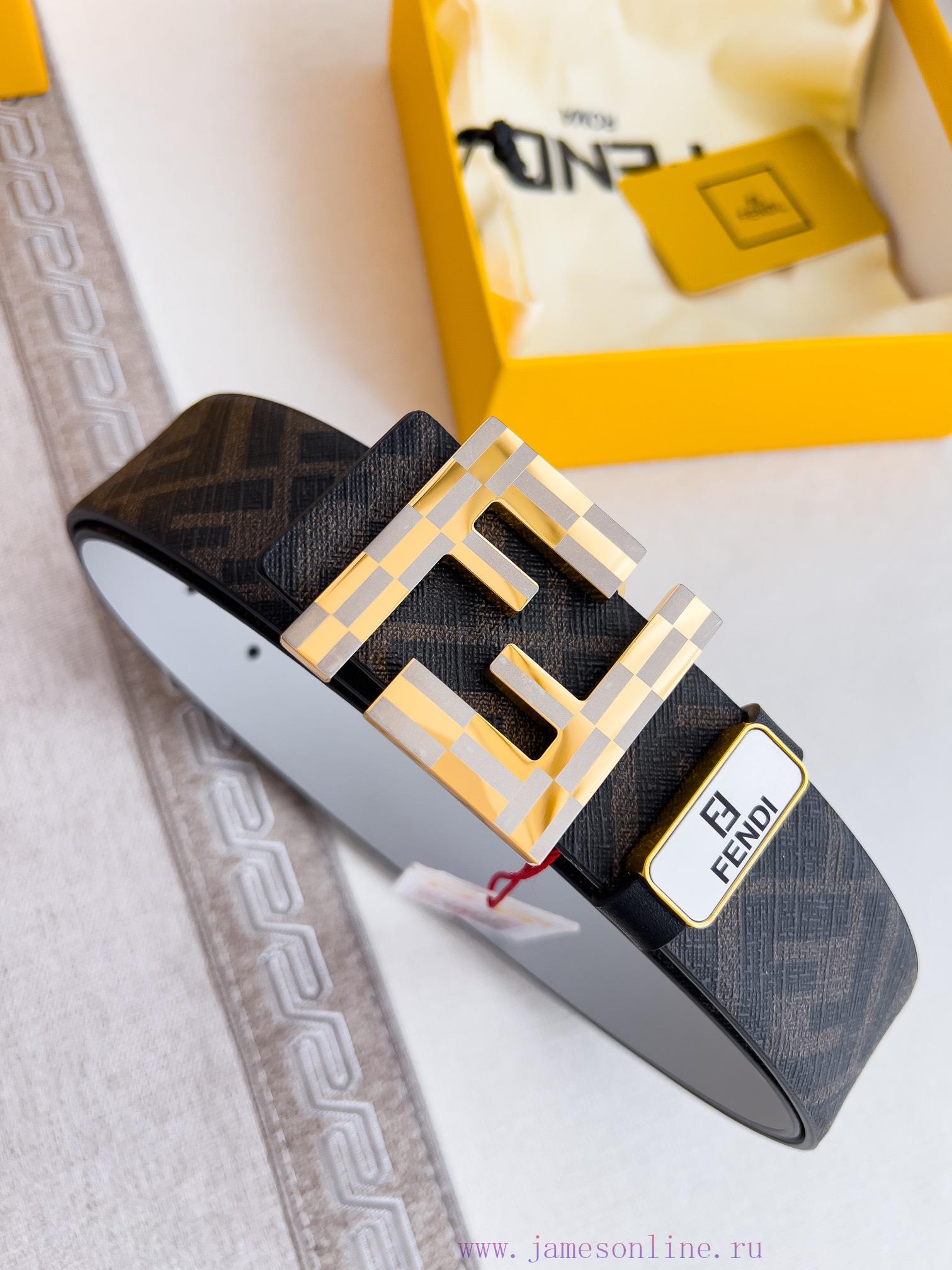 Fendi FENDI ️ Belt and beltBuckle, original classic pure copper boutique letter buckle, phot abq6emzg - Image 3