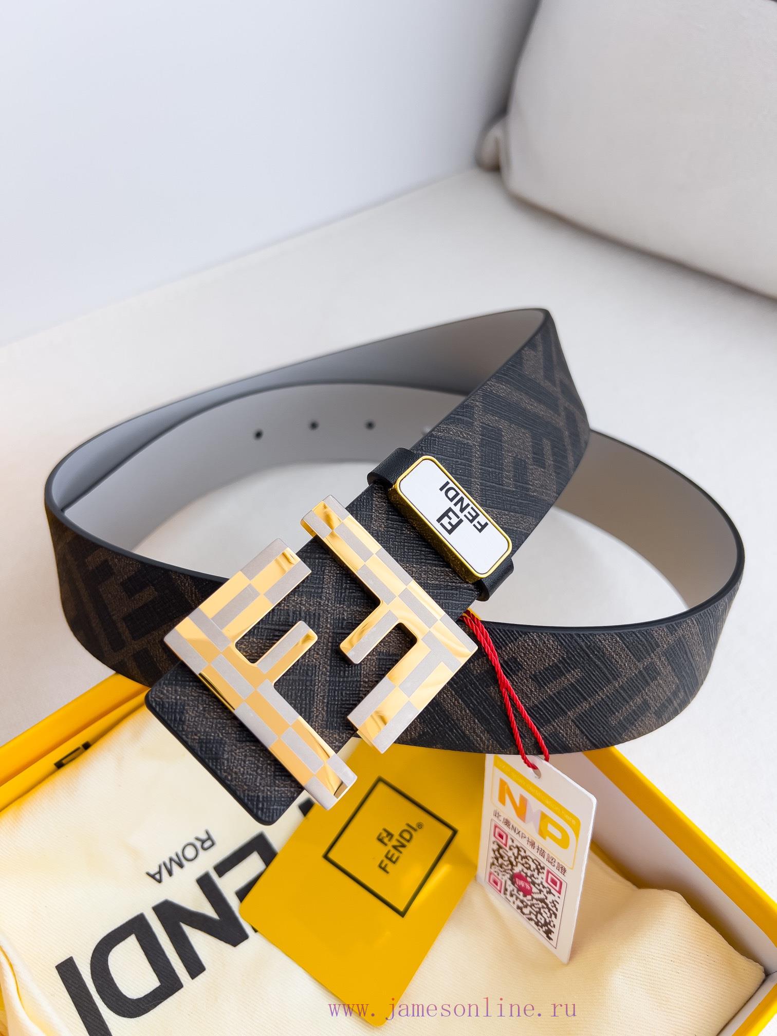 Fendi FENDI ️ Belt and beltBuckle, original classic pure copper boutique letter buckle, phot abq6emzg - Image 4