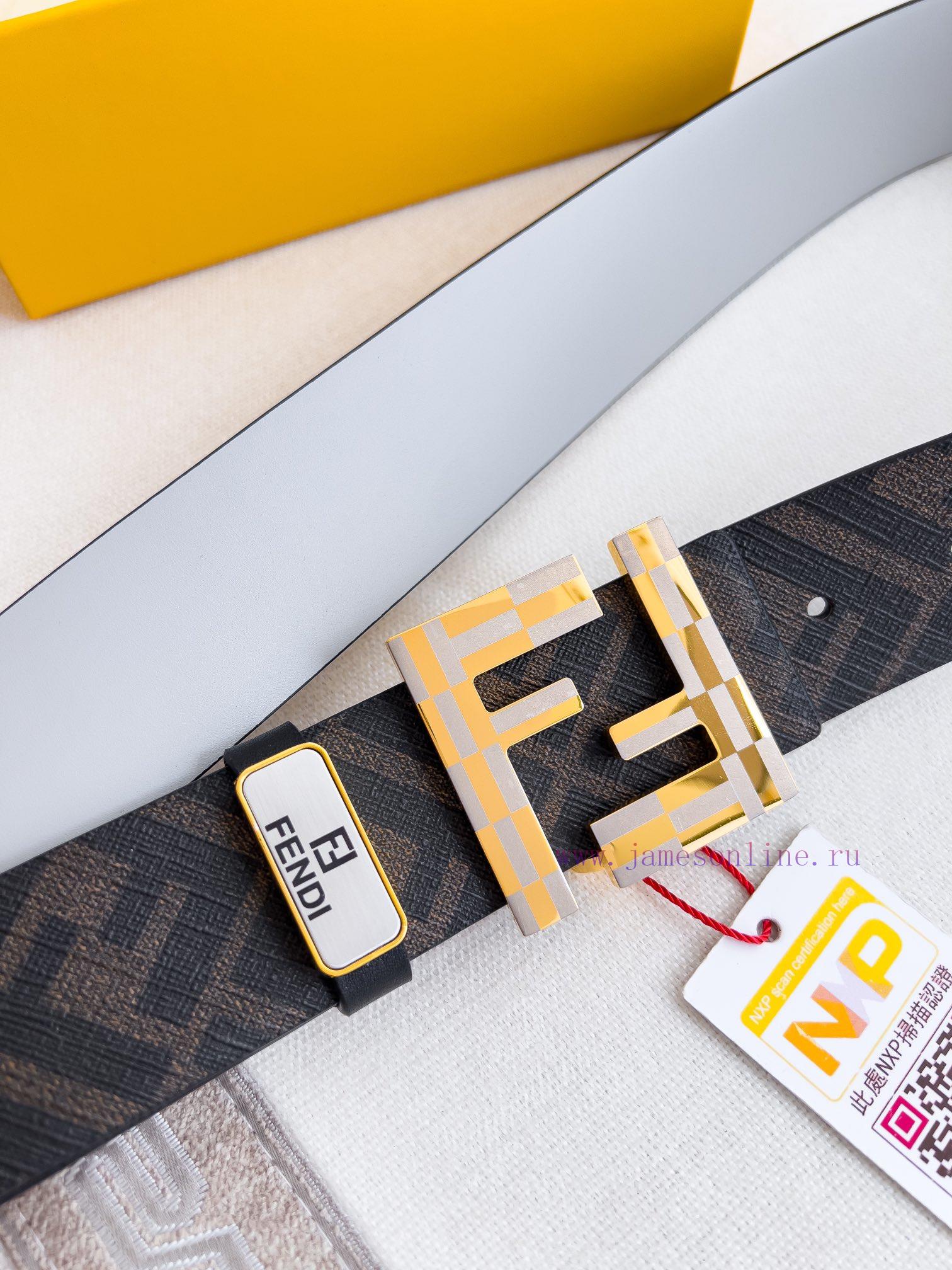 Fendi FENDI ️ Belt and beltBuckle, original classic pure copper boutique letter buckle, phot abq6emzg - Image 5