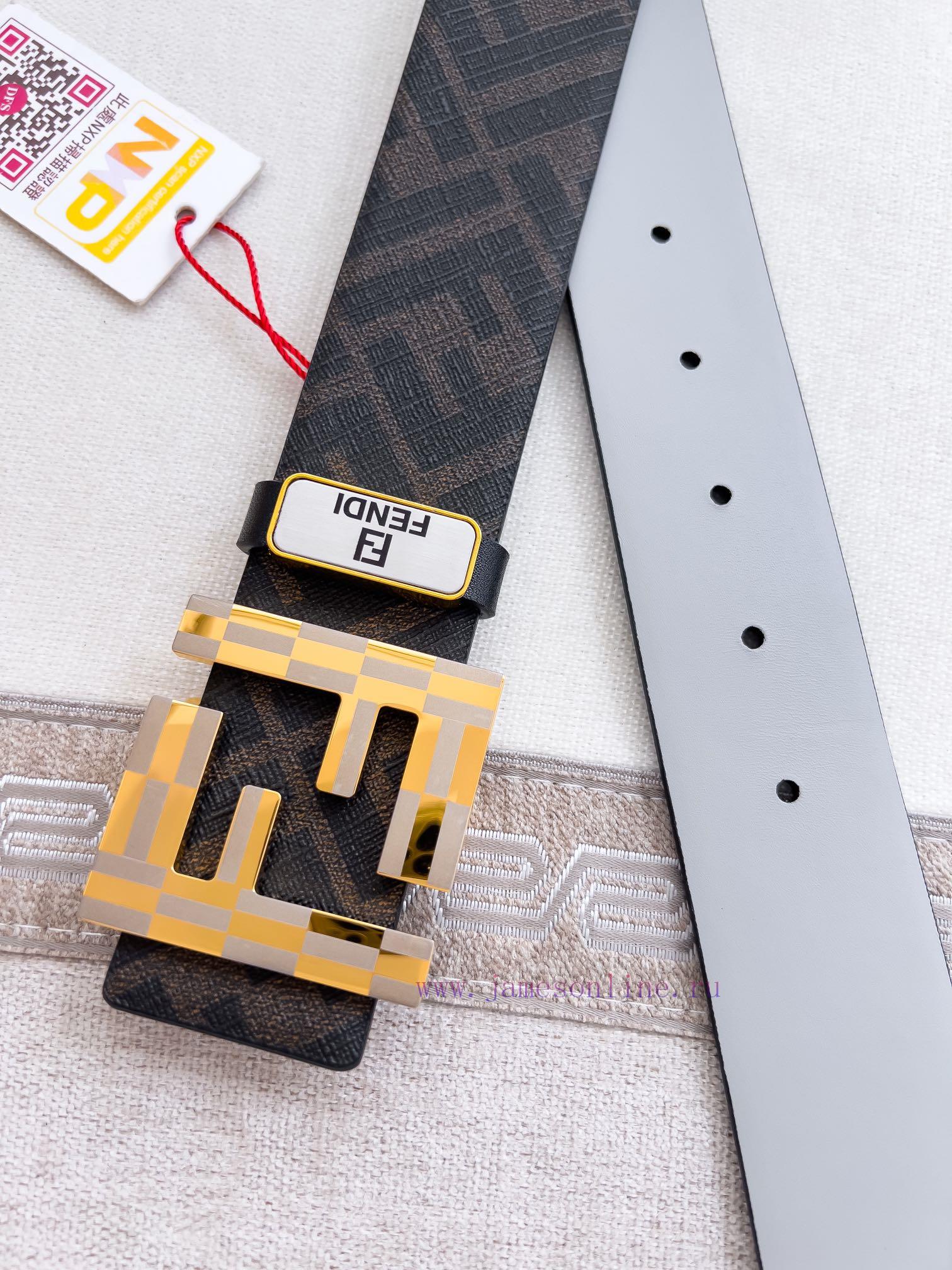 Fendi FENDI ️ Belt and beltBuckle, original classic pure copper boutique letter buckle, phot abq6emzg - Image 7