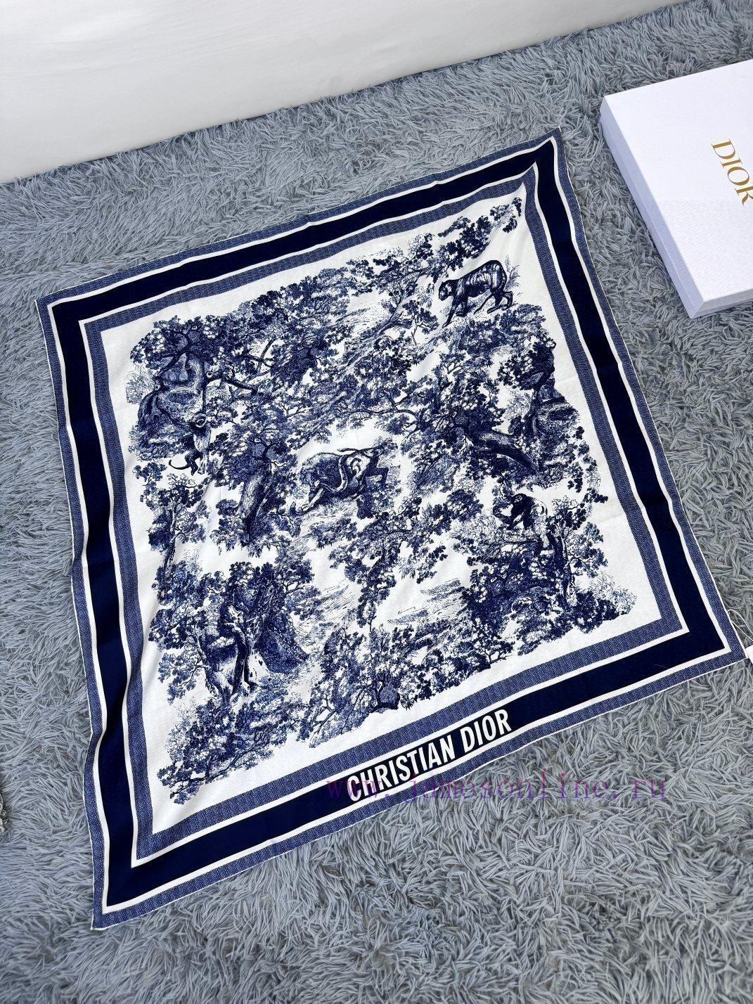 Animal WorldFabric made of real silkSize 90 * 90This Sauvage printed square scarf pays tribudkglbvad - Image 5