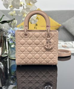 Lady Dior Five Grid Frosted Rattan Grain Cowhide Flip Style Handbag Paired With Shoulder Straps rt61jjva