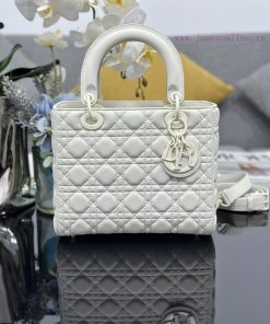 Lady Dior Five Grid Frosted Rattan Grain Cowhide Flip Style Handbag Paired With Shoulder Straps ljiwzym4