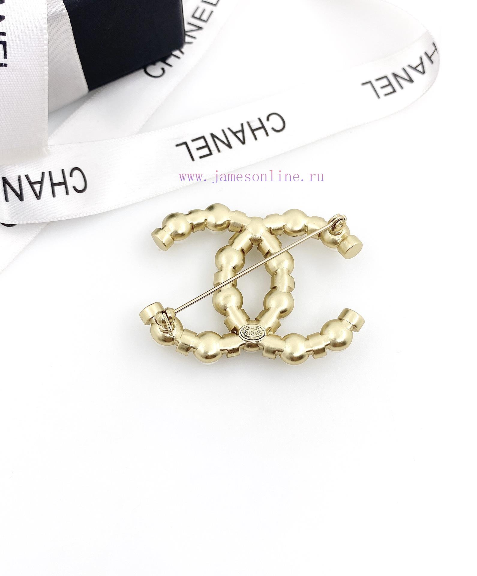 CHANEL Chanel Double C Brooch With Diamond And Bead High Quality Same Material Genuine Brass Io 59i9i959 - Image 8