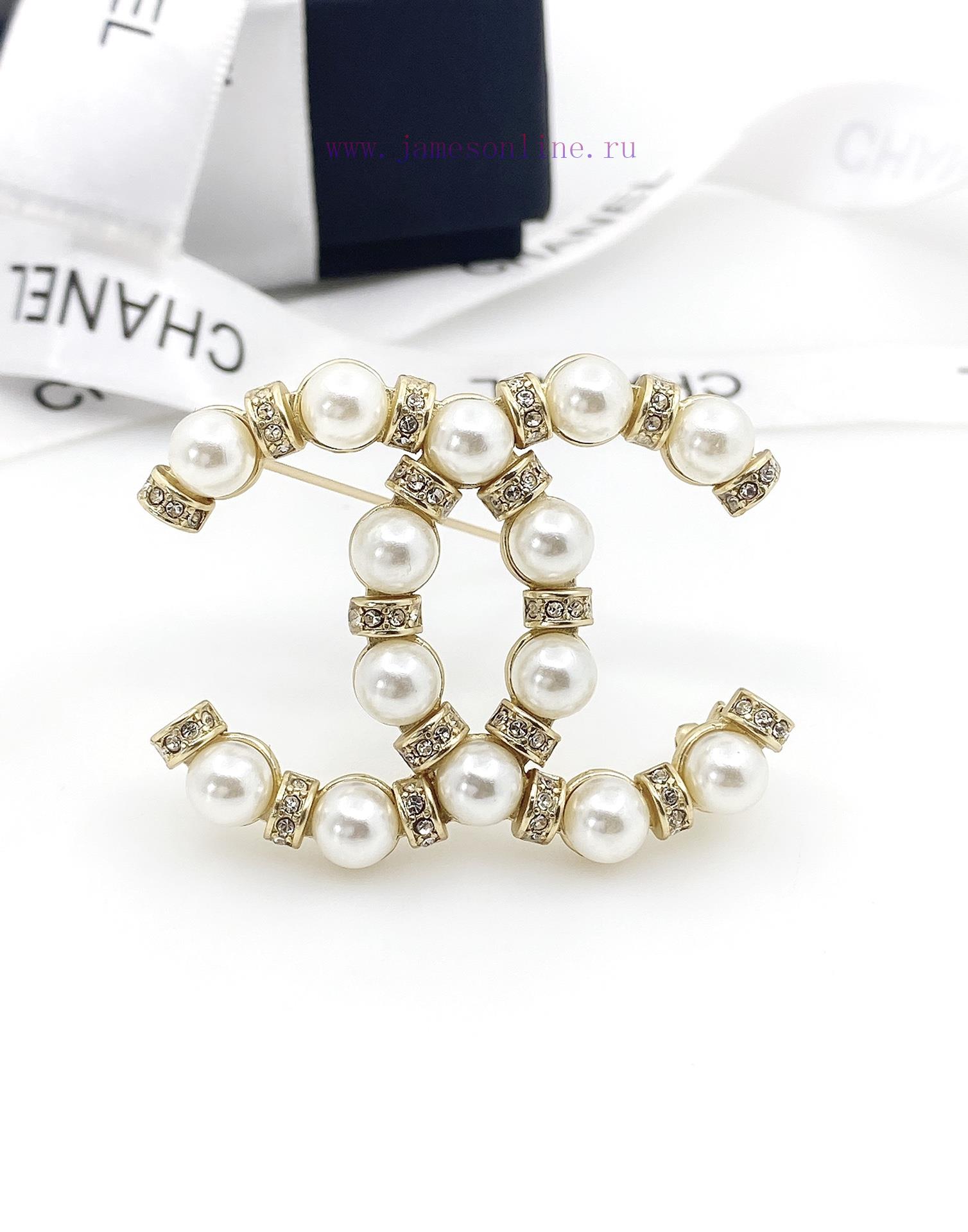 CHANEL Chanel Double C Brooch With Diamond And Bead High Quality Same Material Genuine Brass Io 59i9i959 - Image 9