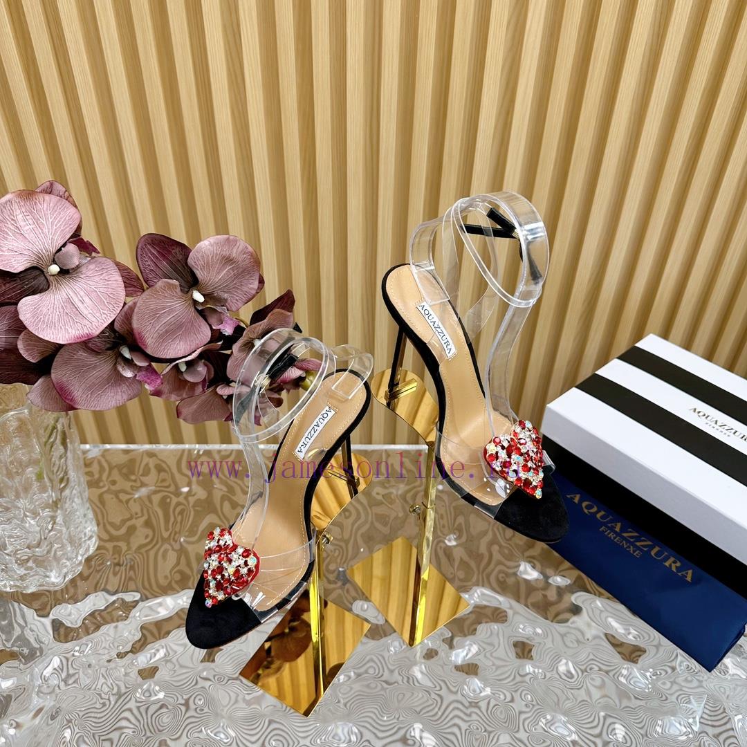 2024 Hot Spring New Item Latest AQUAZURA Large Pineapple Chain Rhinestone High-heeled Hollow Sa gvsf8riz