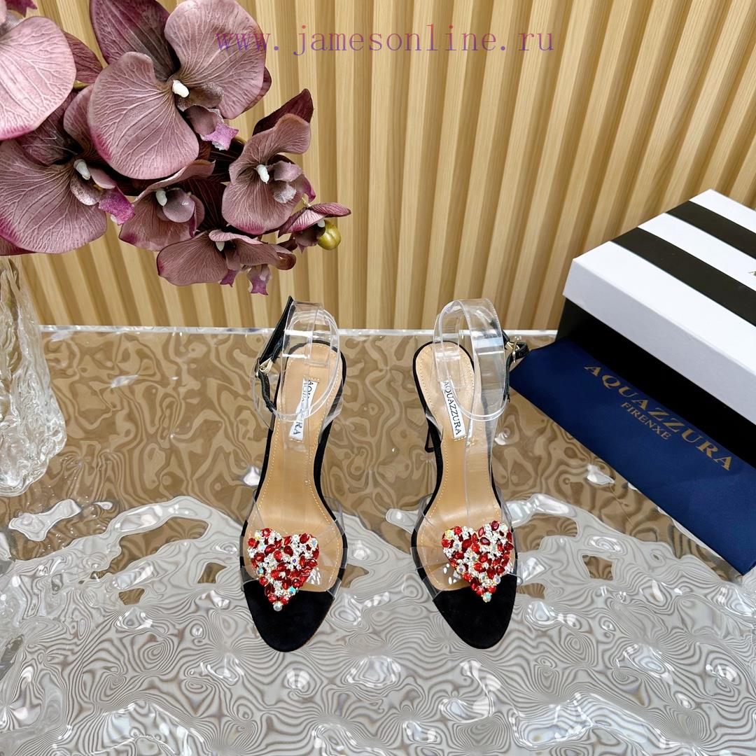 2024 Hot Spring New Item Latest AQUAZURA Large Pineapple Chain Rhinestone High-heeled Hollow Sa gvsf8riz - Image 3