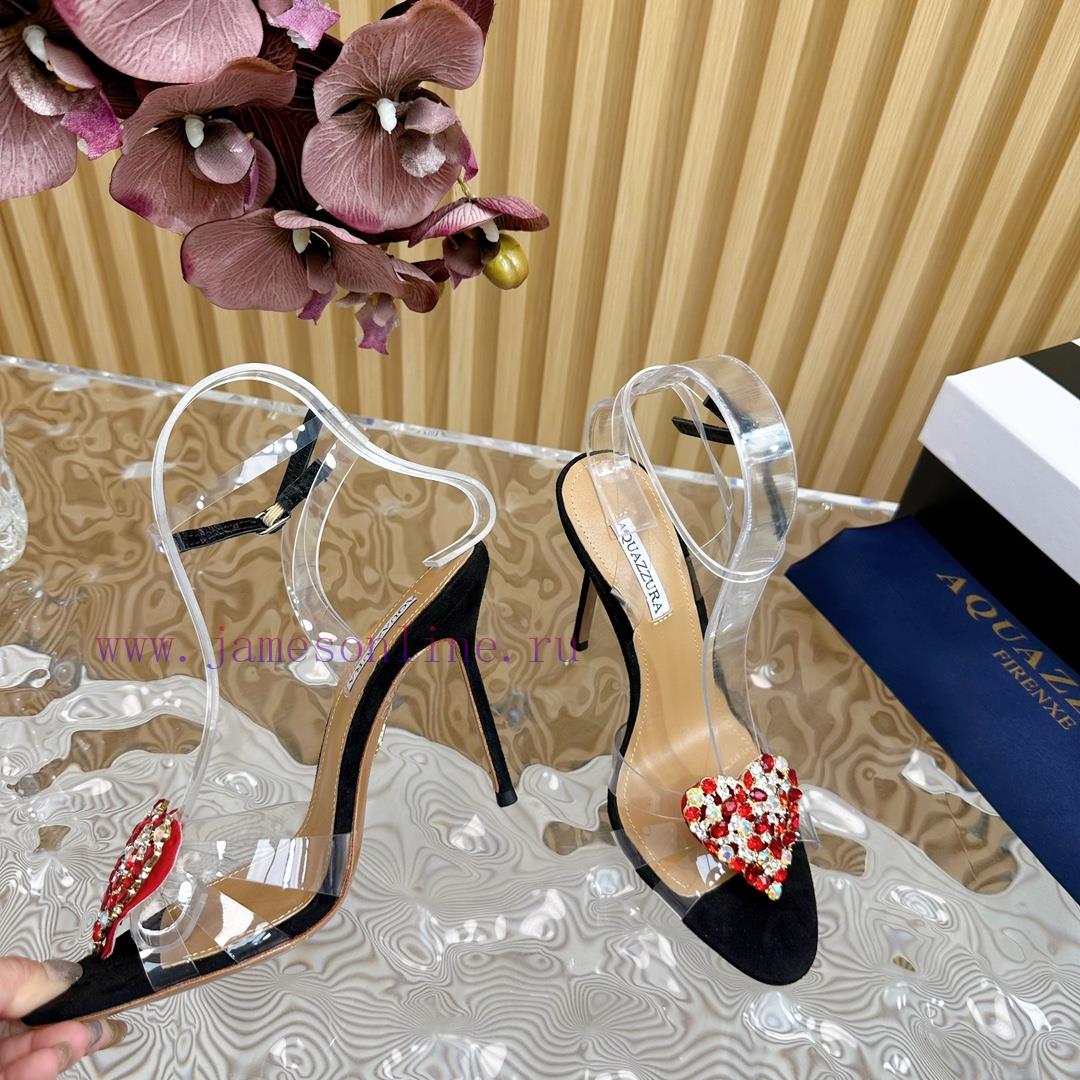 2024 Hot Spring New Item Latest AQUAZURA Large Pineapple Chain Rhinestone High-heeled Hollow Sa gvsf8riz - Image 7