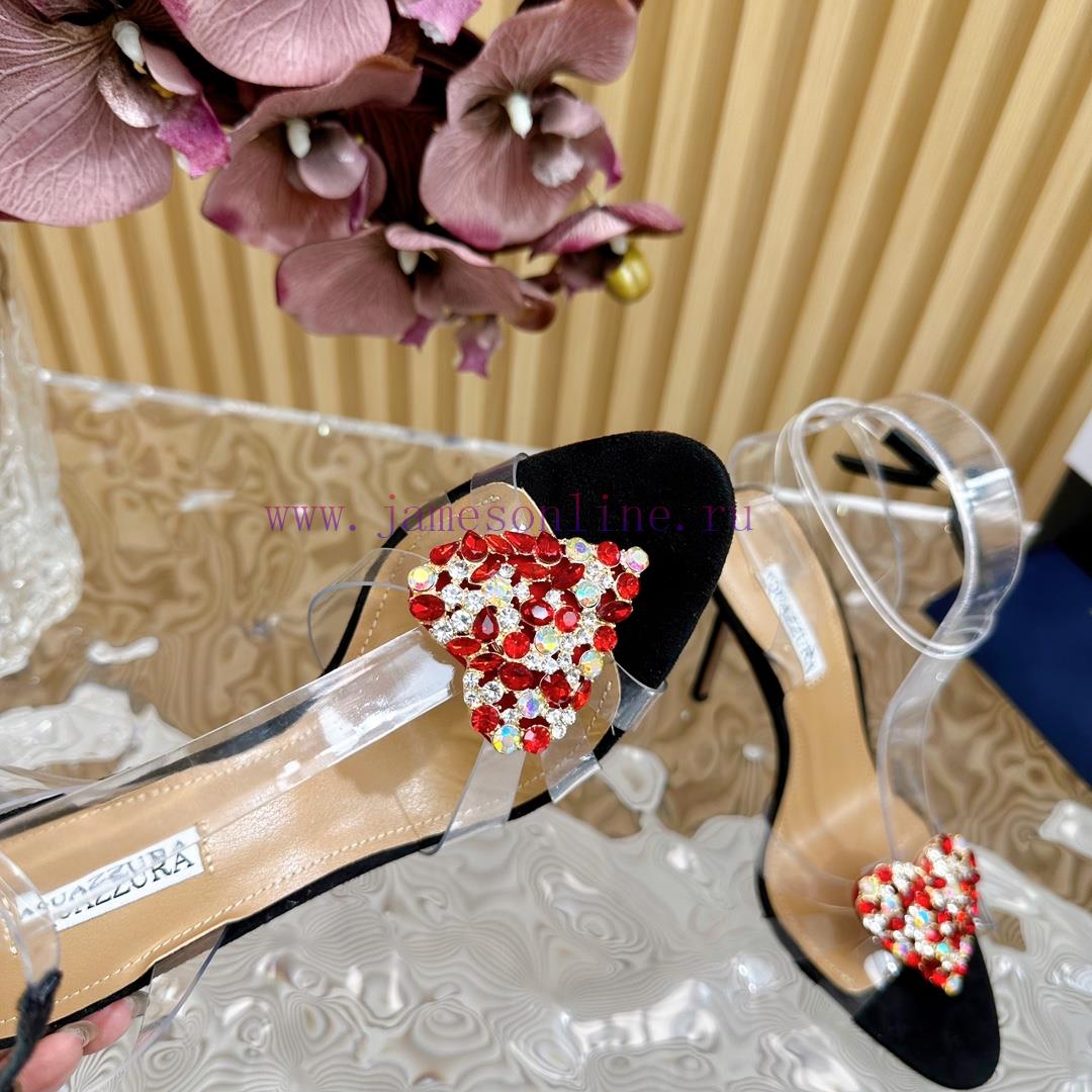 2024 Hot Spring New Item Latest AQUAZURA Large Pineapple Chain Rhinestone High-heeled Hollow Sa gvsf8riz - Image 8