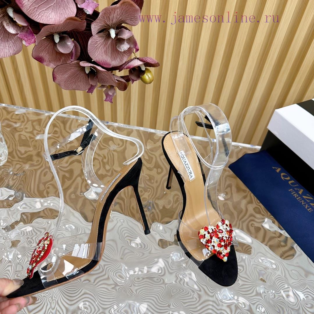 2024 Hot Spring New Item Latest AQUAZURA Large Pineapple Chain Rhinestone High-heeled Hollow Sa gvsf8riz - Image 9