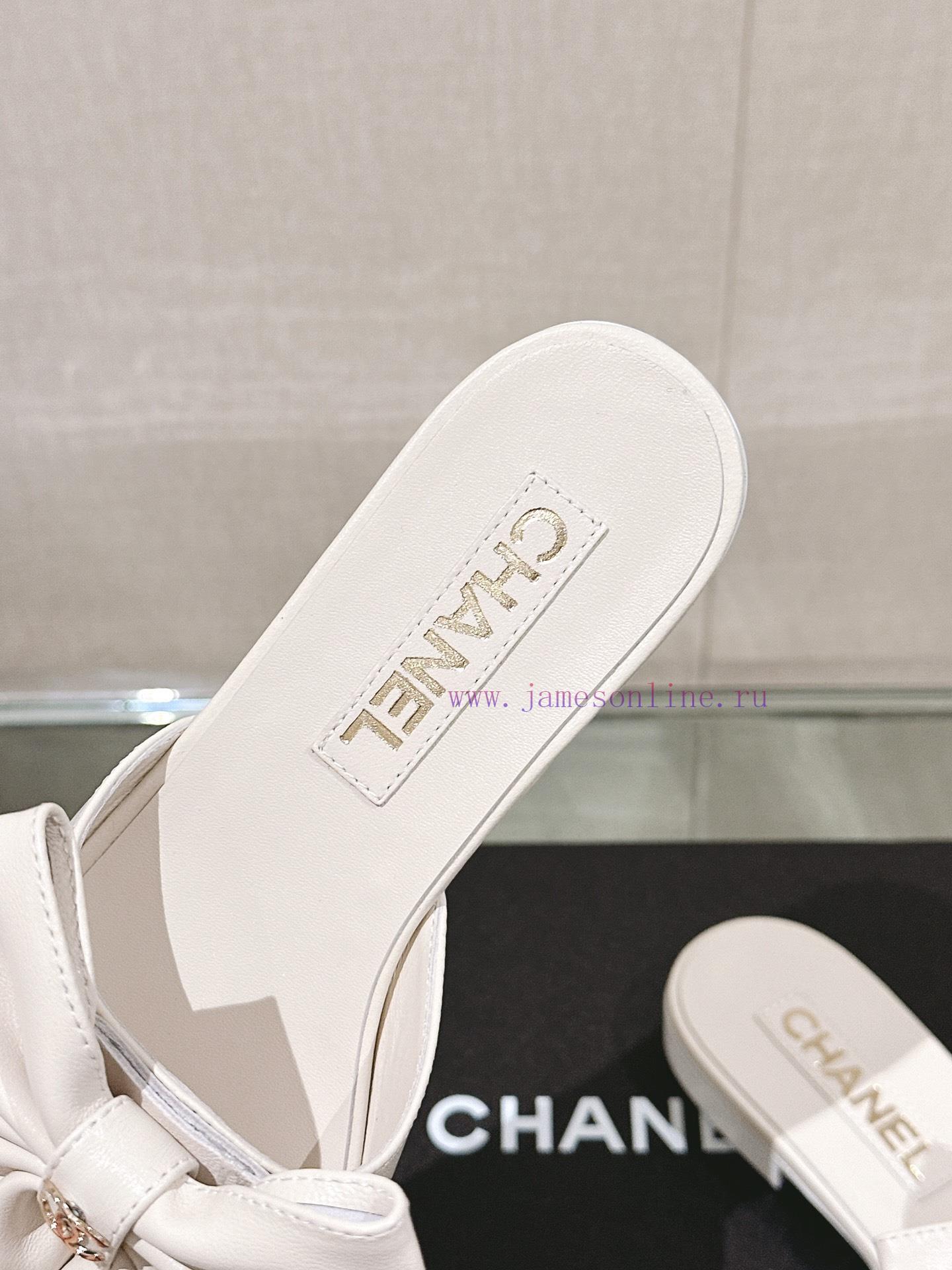 24Ss Spring/Summer New Chanel Large Bow Flat/Thick Heel Cool SlippersSweet And Coquettish Bow S 6nuqop42 - Image 7