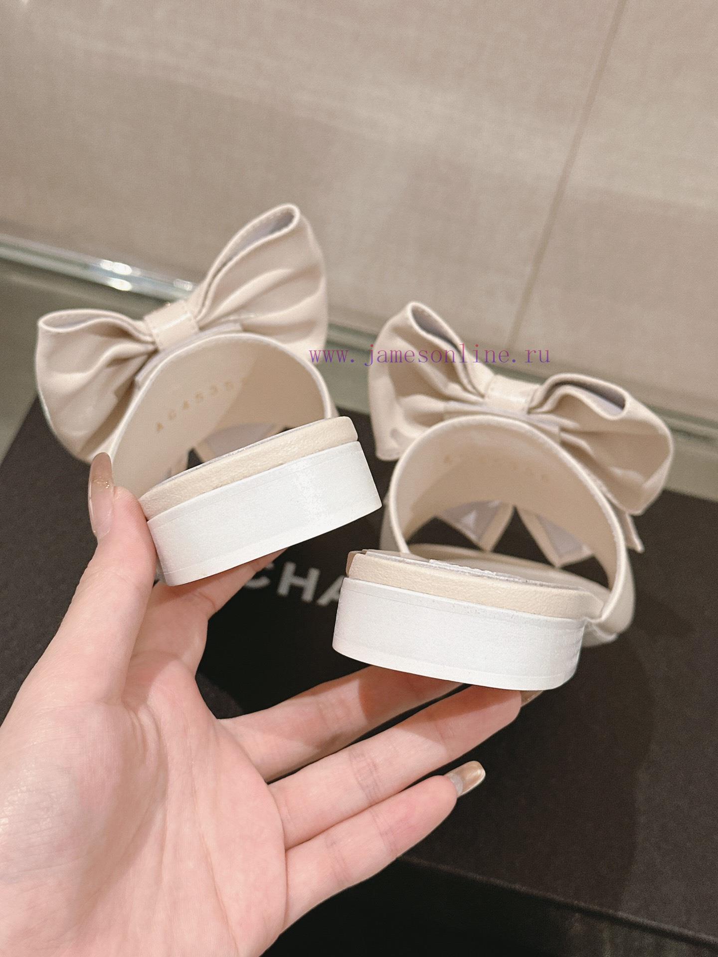 24Ss Spring/Summer New Chanel Large Bow Flat/Thick Heel Cool SlippersSweet And Coquettish Bow S 6nuqop42 - Image 8