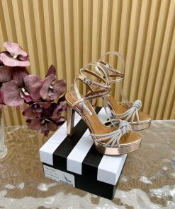 Aquazzura 2024 New Top Pineapple Women's Crystal Twisted Flower Water Platform Dragging High He b7jkd6rv