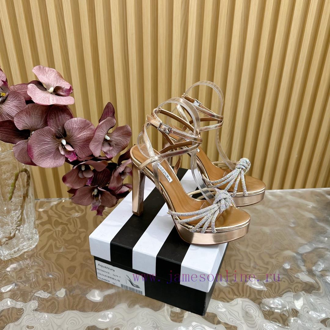 Aquazzura 2024 New Top Pineapple Women's Crystal Twisted Flower Water Platform Dragging High He b7jkd6rv - Image 2