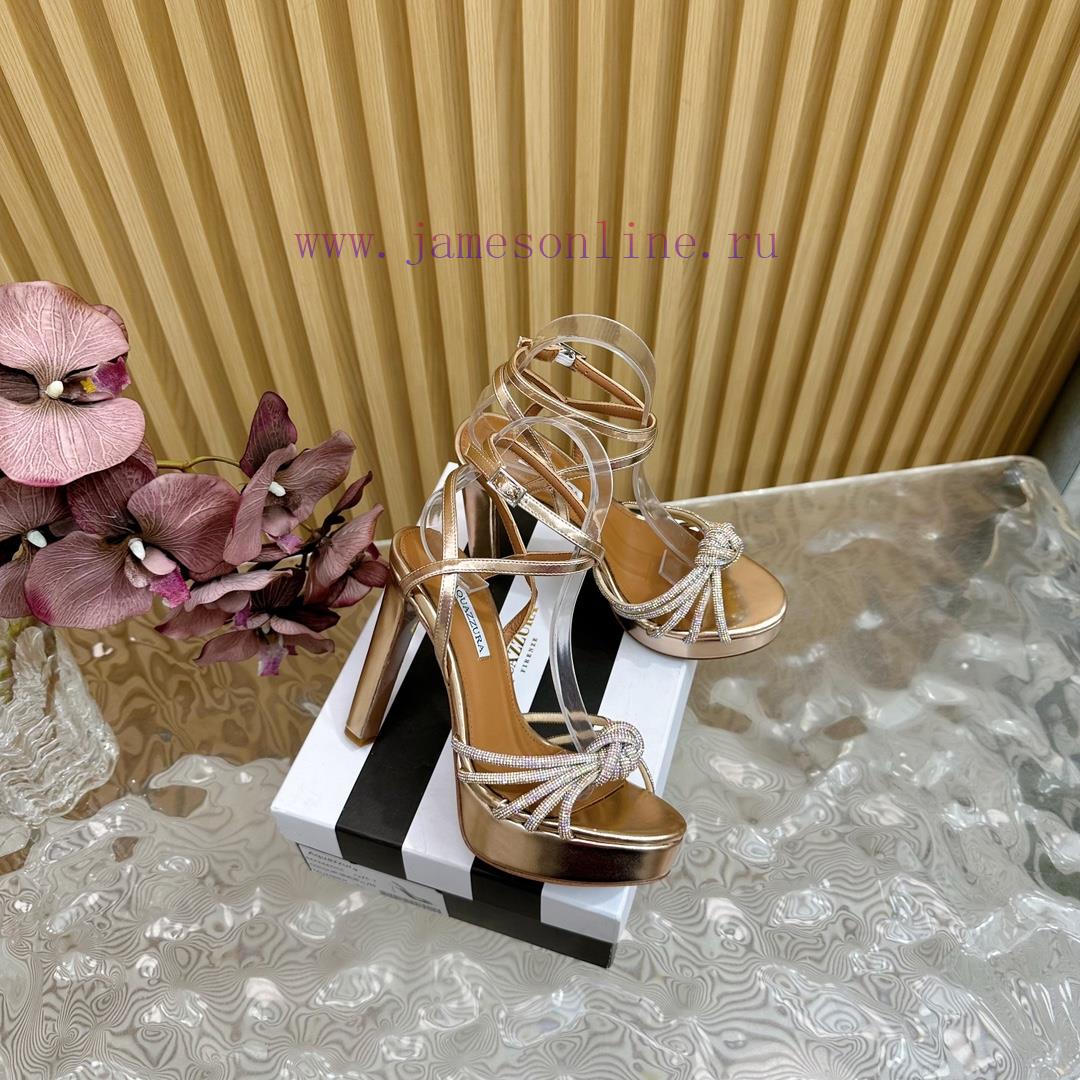 Aquazzura 2024 New Top Pineapple Women's Crystal Twisted Flower Water Platform Dragging High He b7jkd6rv - Image 3