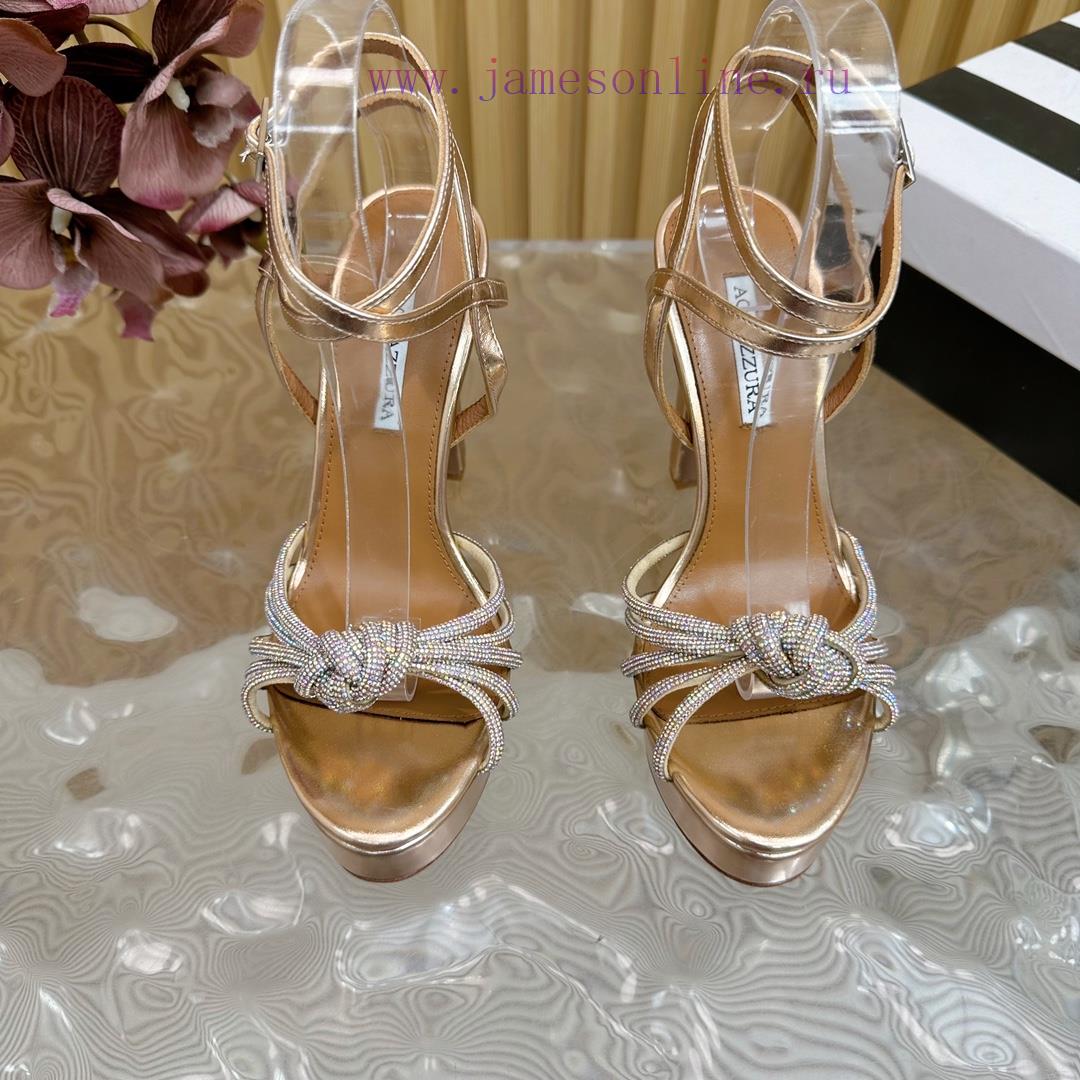 Aquazzura 2024 New Top Pineapple Women's Crystal Twisted Flower Water Platform Dragging High He b7jkd6rv - Image 6