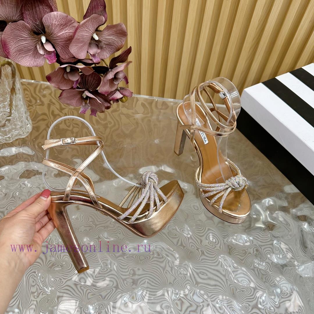 Aquazzura 2024 New Top Pineapple Women's Crystal Twisted Flower Water Platform Dragging High He b7jkd6rv - Image 9