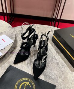 CL Buckle Shoes ∙ ꫛꫀ W. ︎It Comes With 100mm Stiletto Heels Made Entirely Of Black Calf Leather ahkh3zje