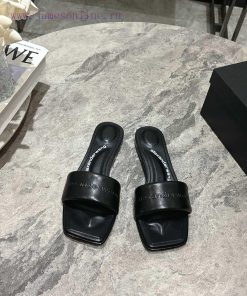 Alexander Wang's 25 Spring/Summer Women's New Logo Flat Slippers Denim Style Original Material 49yu97v6